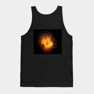 Realistic fiery explosion, orange color with sparks isolated on black background Tank Top